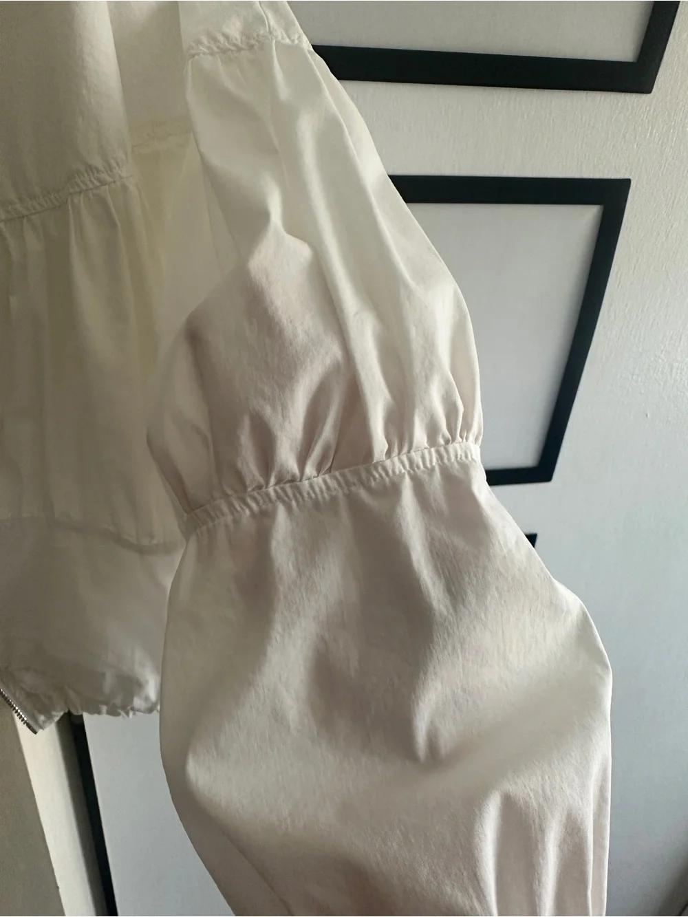 Not Rated White Gathered Zip-Front Bomber Jacket